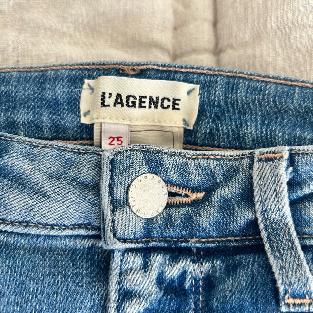 L'AGENCE Kendra Raw Hem Blue Denim Jeans